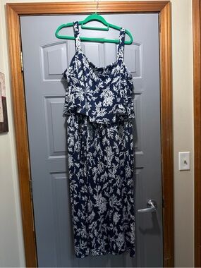 Michael Kors-  wide leg romper, navy white coral XXL